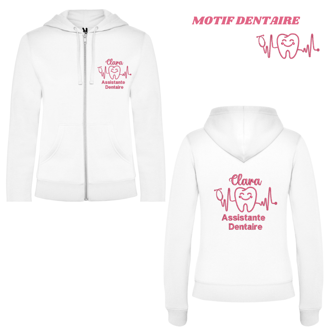 Sweat zip blanc soignant personnalisé