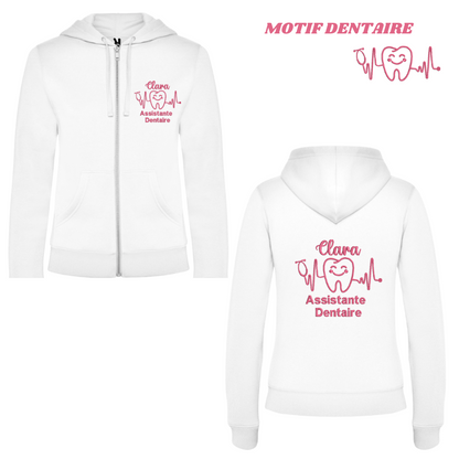 Sweat zip blanc soignant personnalisé