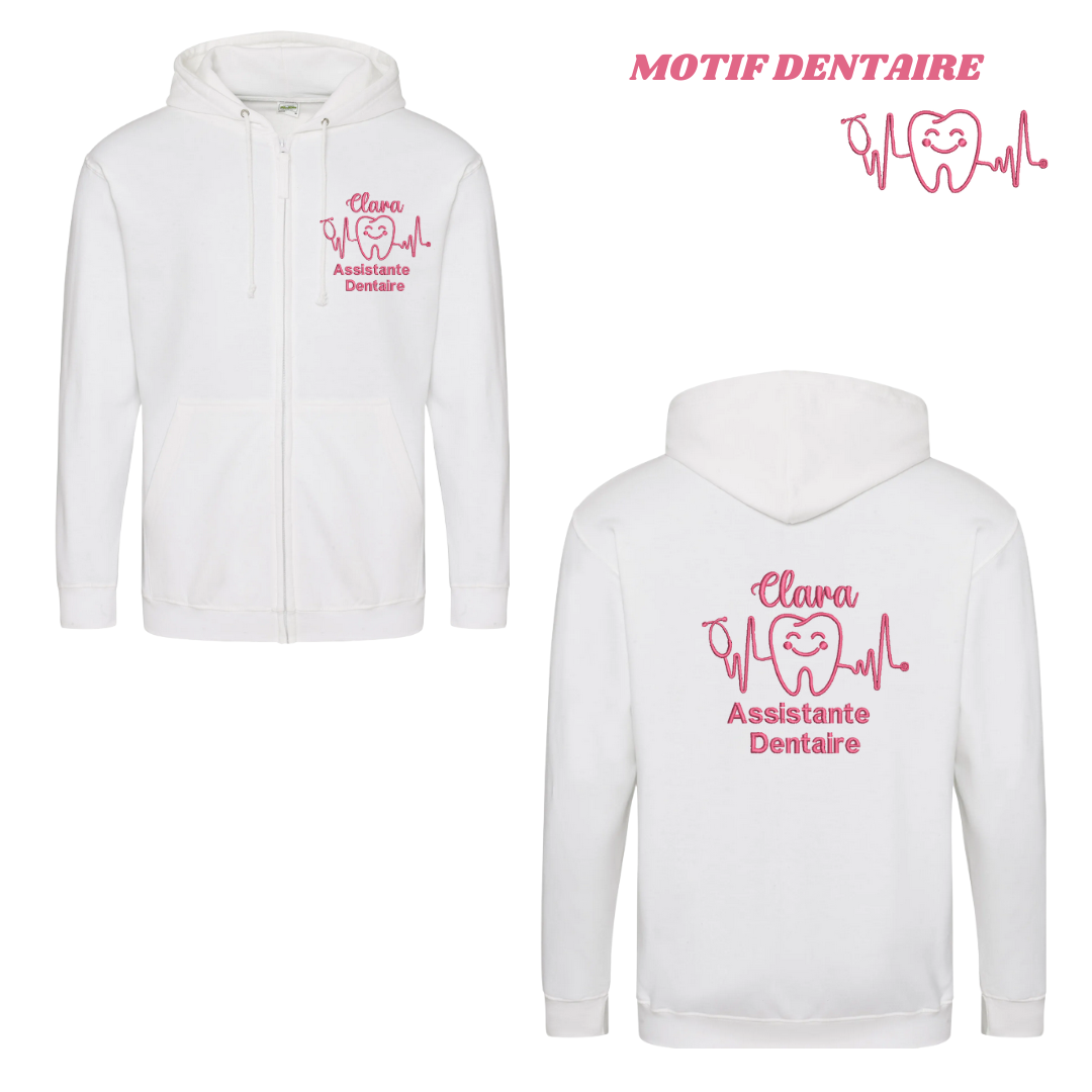 Sweat zip blanc soignant personnalisé