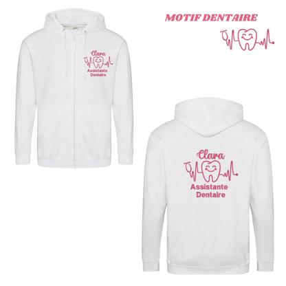 Sweat zip blanc soignant personnalisé