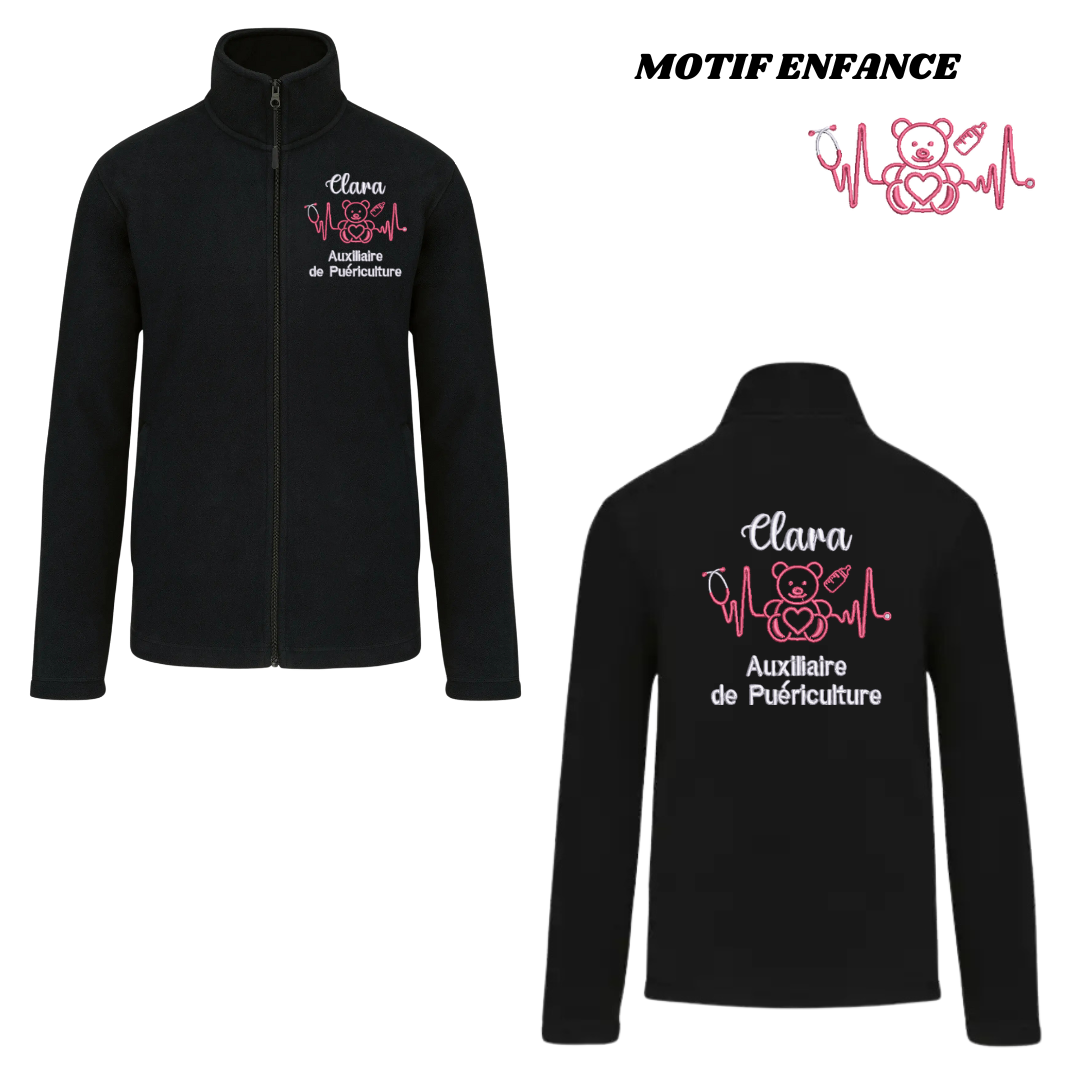 Polaire noire soignant personnalisée