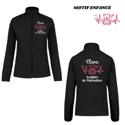 Polaire noire soignant personnalisée