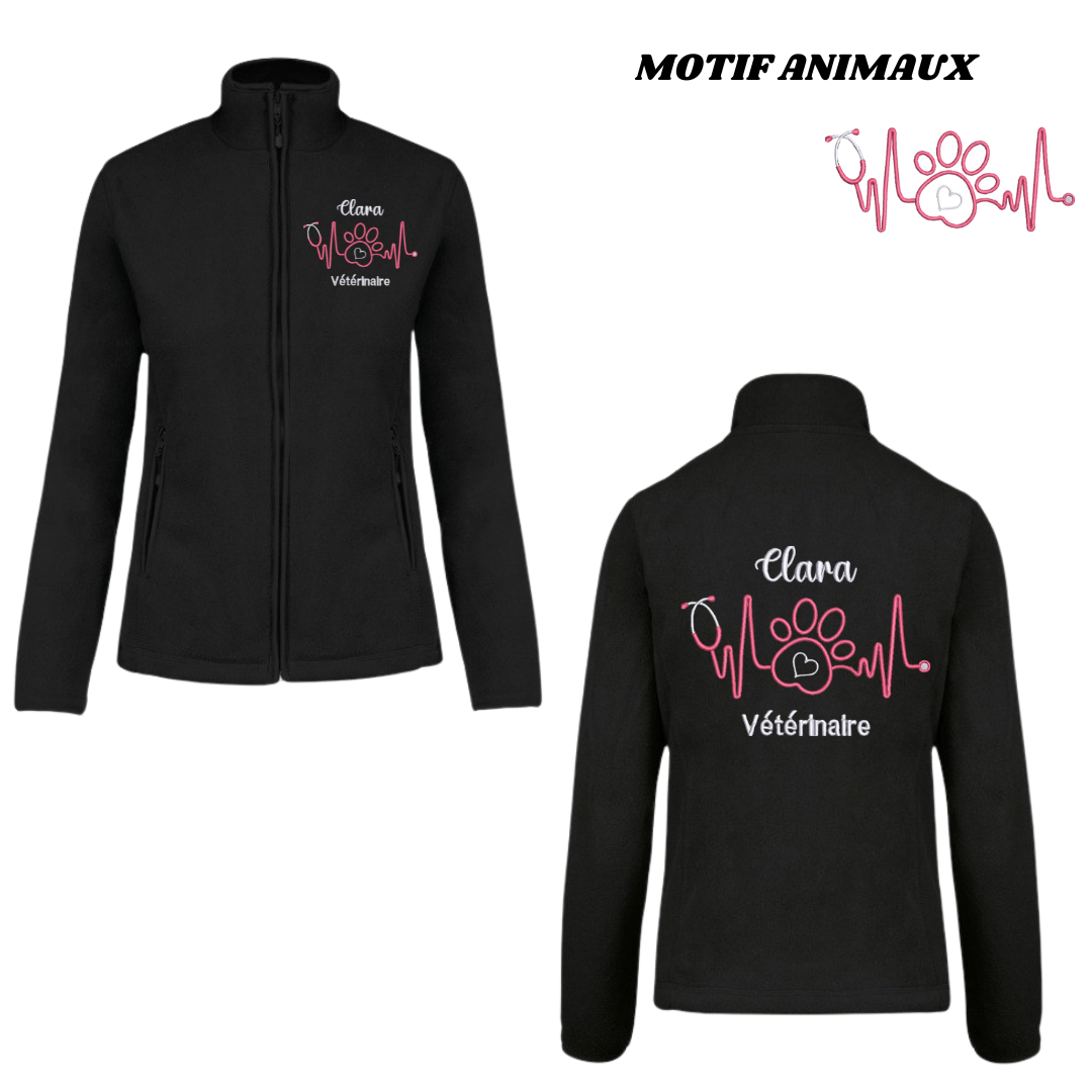 Polaire noire soignant personnalisée