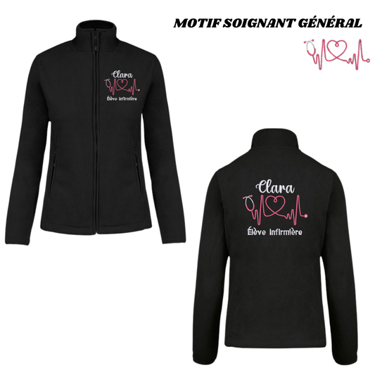 Polaire noire soignant personnalisée