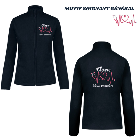 Polaire bleu marine soignant personnalisée