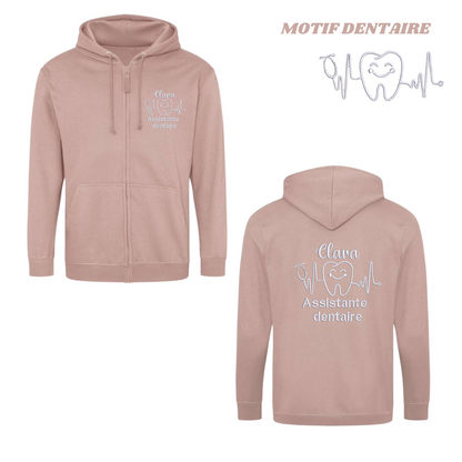 Sweat zip corail soignant personnalisé